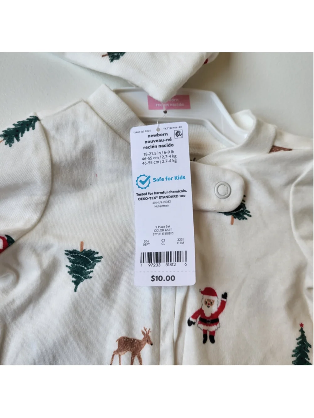 Newborn Carter's Just One You Christmas Reindeer Footed Pajamas & Hat Set – NWT